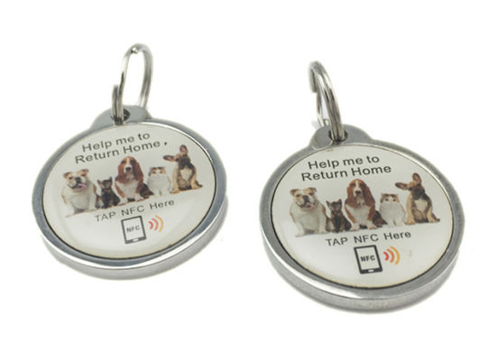 NFC Animal ID Tags RFID Pet Key Ring UV CMYK Printing With  213 215 Chip